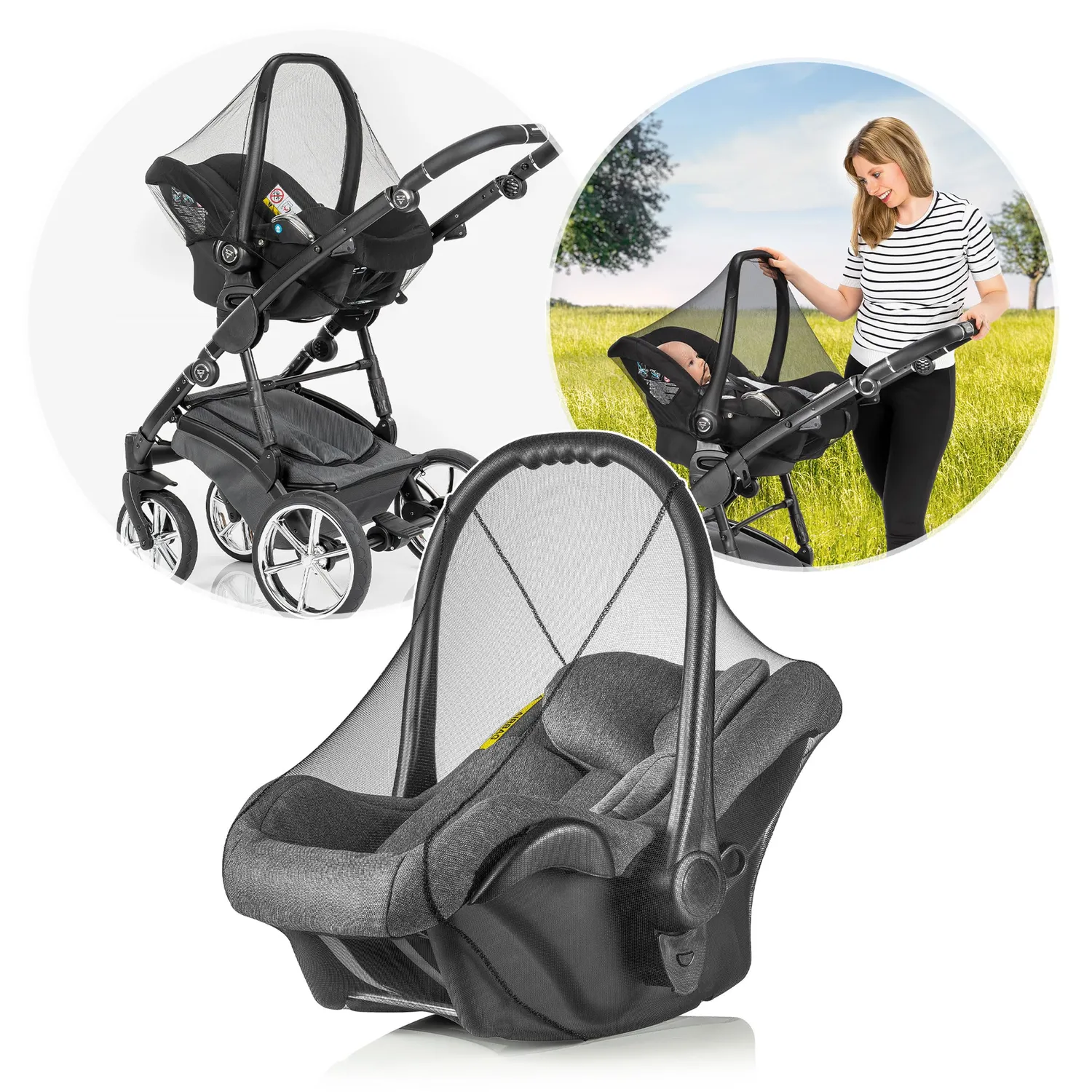 Reer 87011 Insektennetz Babyschale schwarz Extra groß