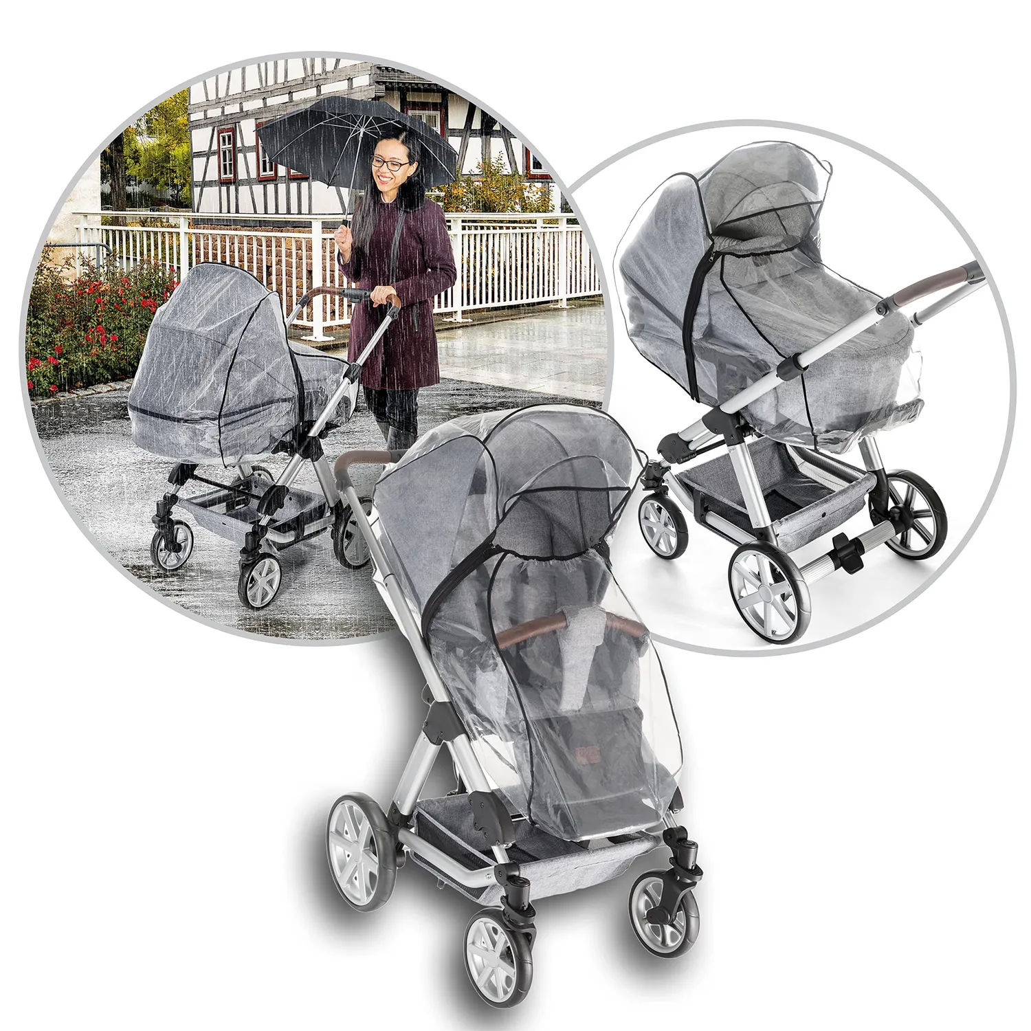 reer RainCover Classic+ Regenschutz Kombi-Kinderwagen