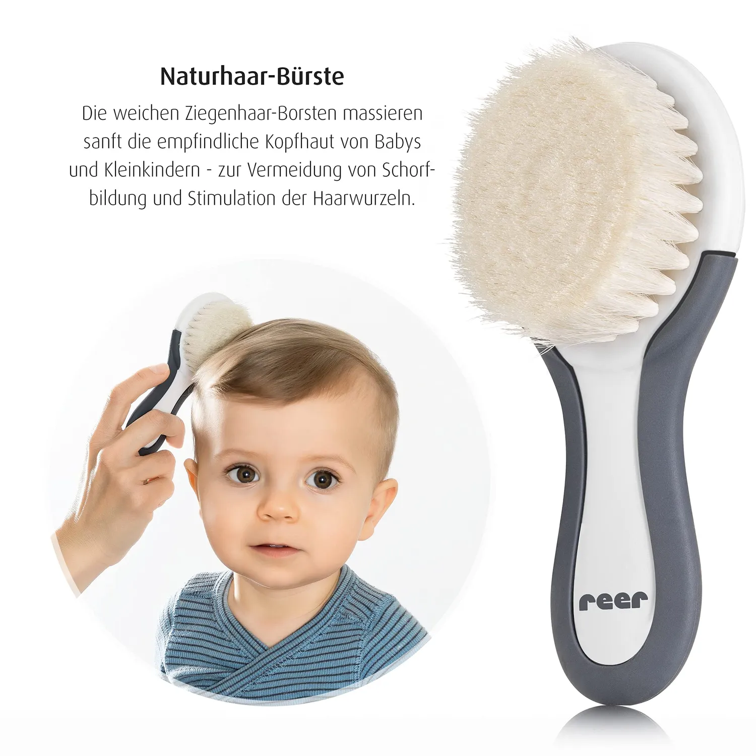 Reer BabyCare 81070 Haarpflege-Set 2tlg Weiß Ziegenhaar