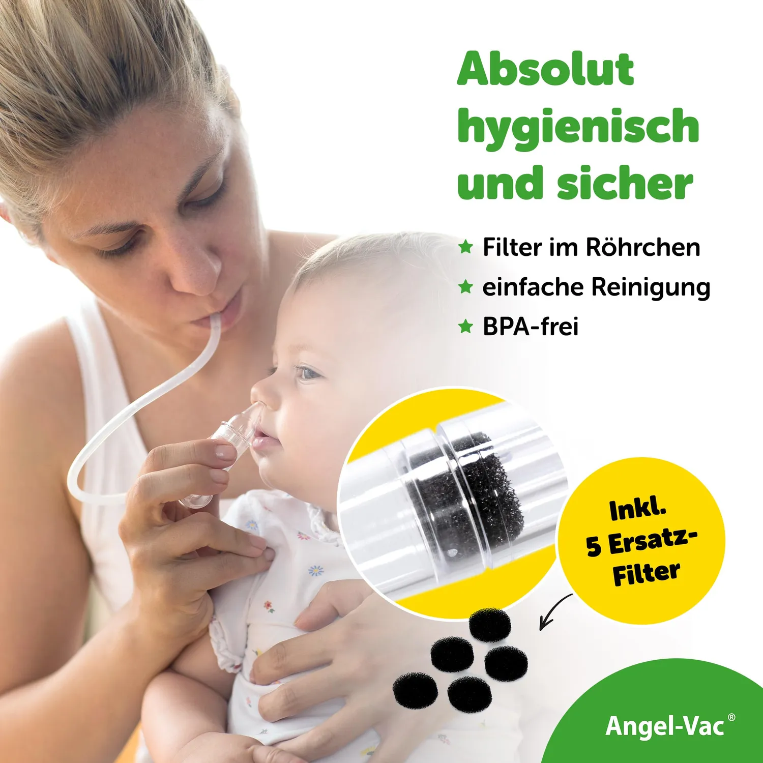 Angel-Vac Mund-Nasensauger Baby mit 5 Filtern