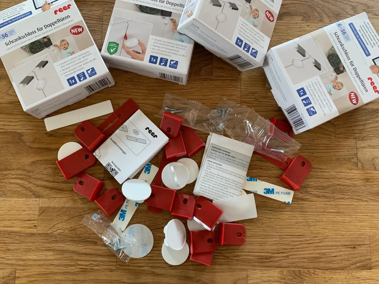 Reer Schrank-Schloss Doppeltüren Kindersicherung 1 Stück weiß