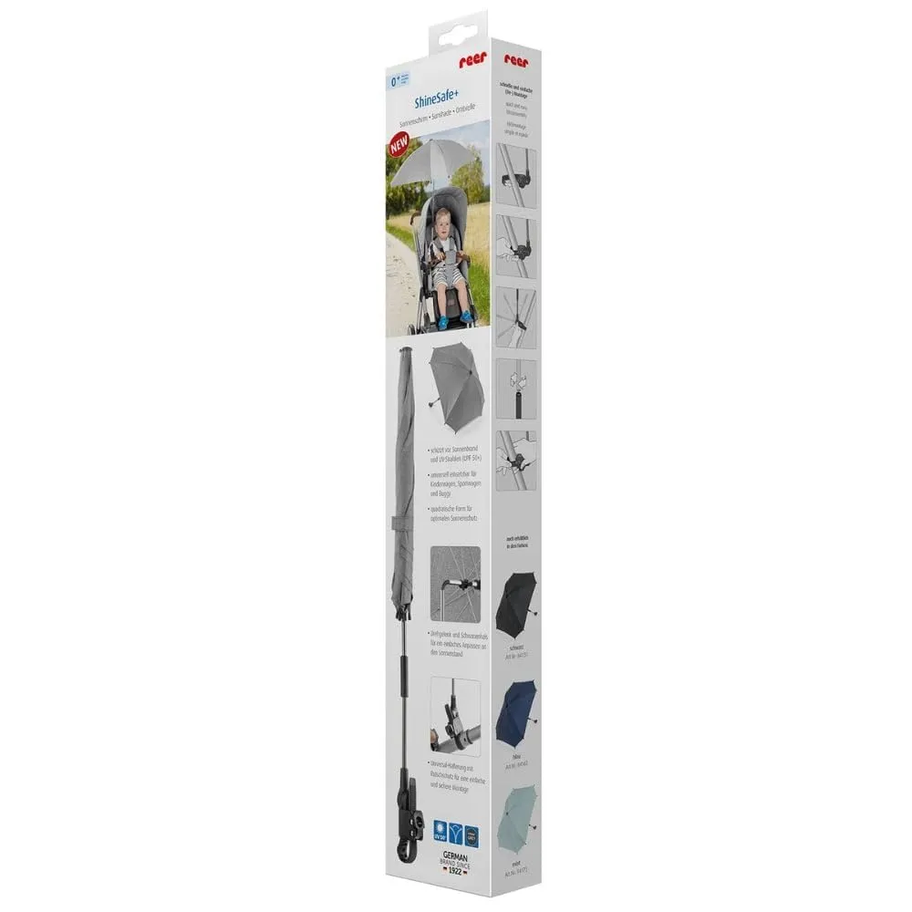 Reer ShineSafe Sonnenschirm Kinderwagen grau UPF 50+