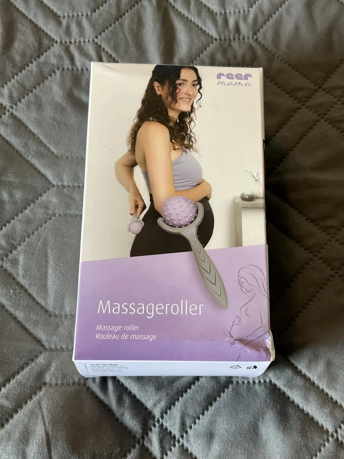 Reer Mama Massageroller Schwangerschaft Massagegerät Grau Lila Entspannung