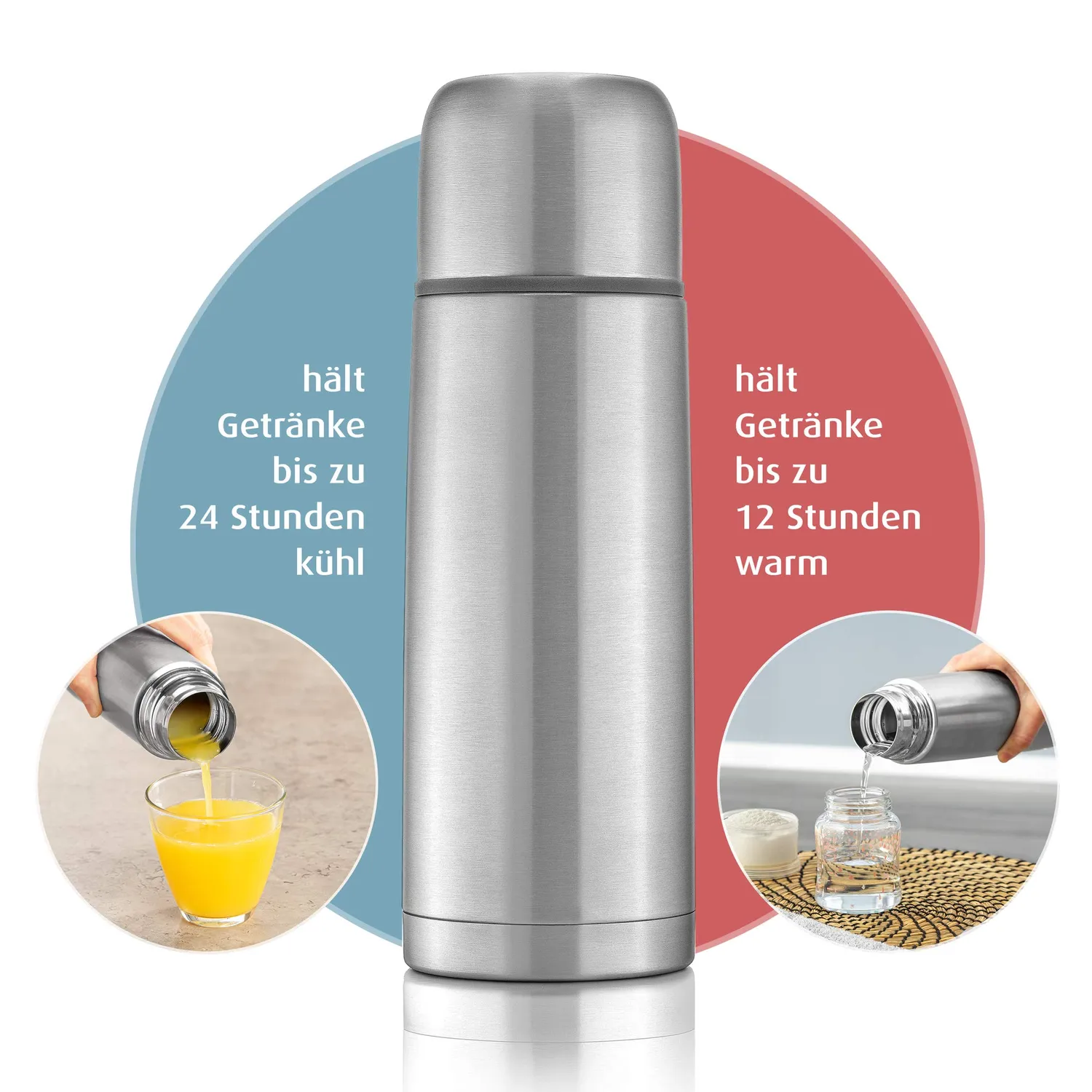 reer Pure 90308 Isolier-Flasche 350 ml silber Edelstahl