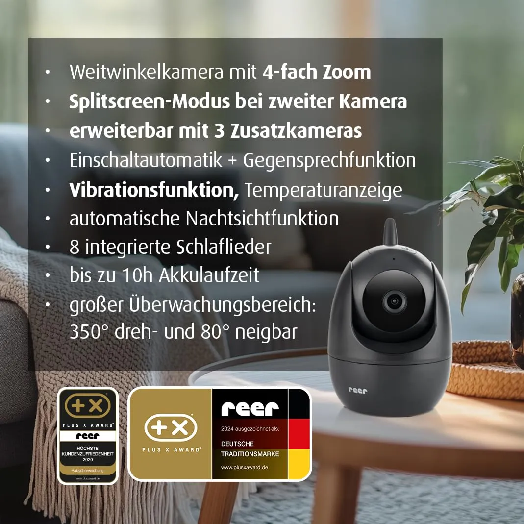 Reer BabyCam Pro HD Move Video-Babyphone 5 Zoll 300 m schwenkbar