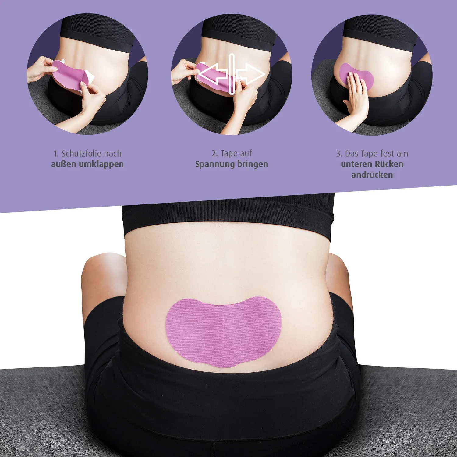 Reer Mama Kinesiotape Schwangerschaft Tape Lila 6 Stück elastisch