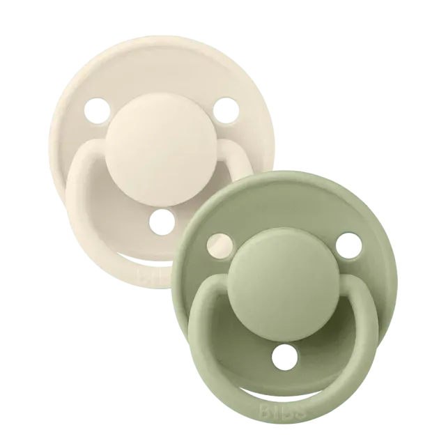 BIBS De Lux Schnuller 2er-Pack Ivory Sage rund