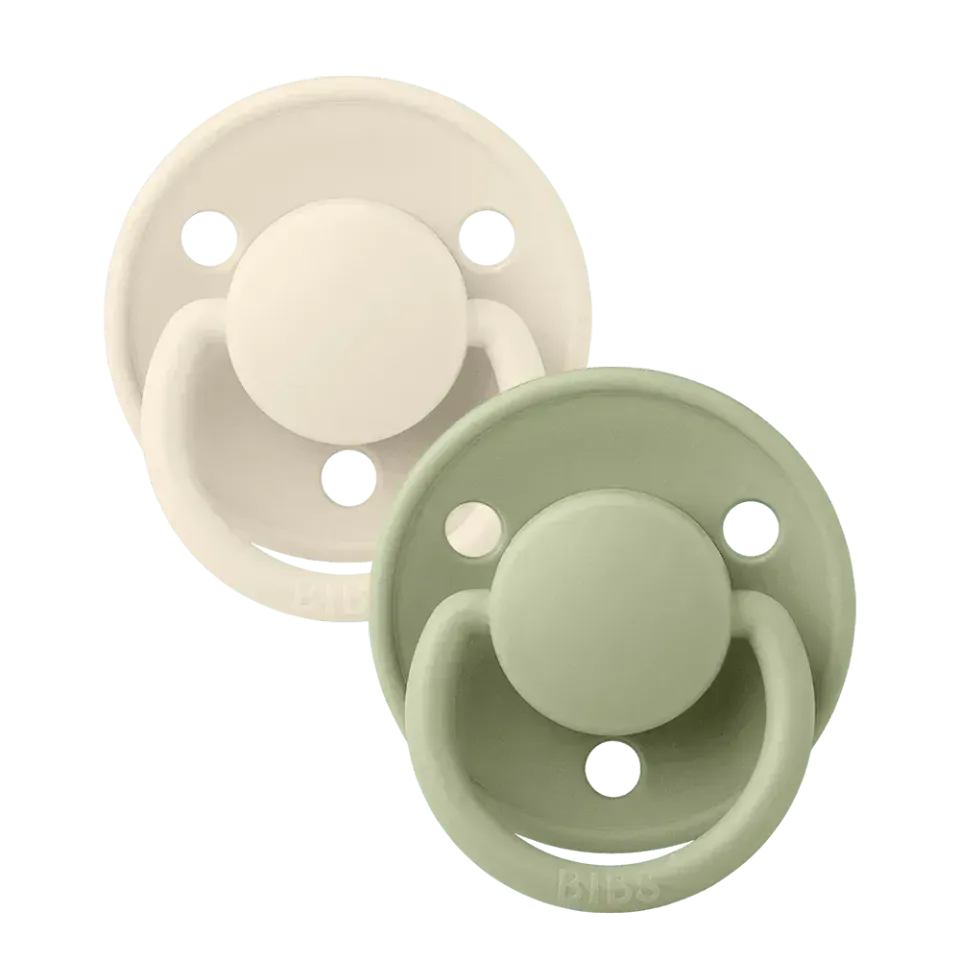 BIBS De Lux Schnuller 2er-Pack Ivory Sage rund