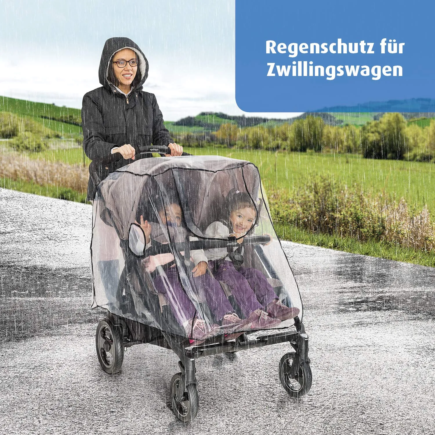 Reer RainCover Twin Regenschutz Zwillingswagen PVC-frei