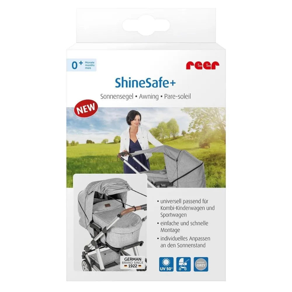 Reer ShineSafe Sonnensegel Kinderwagen grau UPF 50+