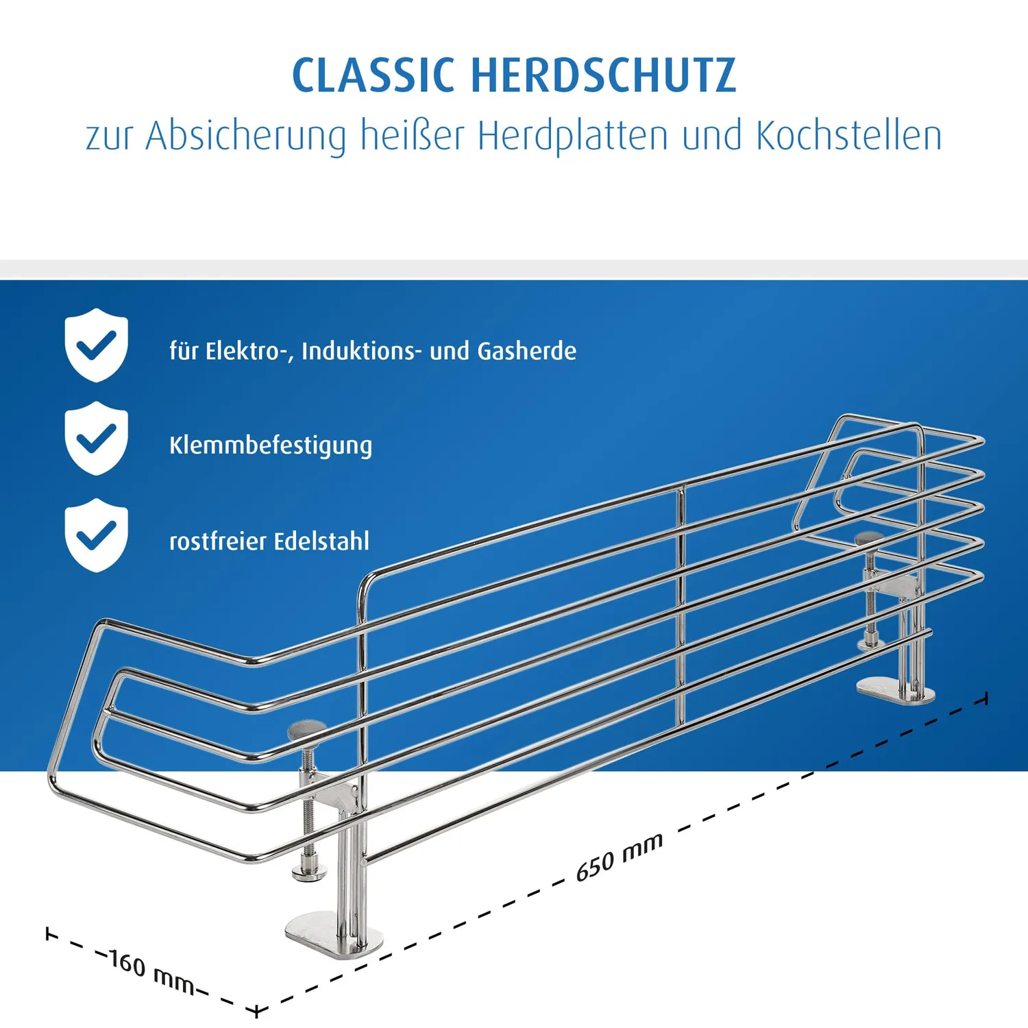 Reer Classic Herdschutzgitter Edelstahl 65 cm spülmaschinenfest