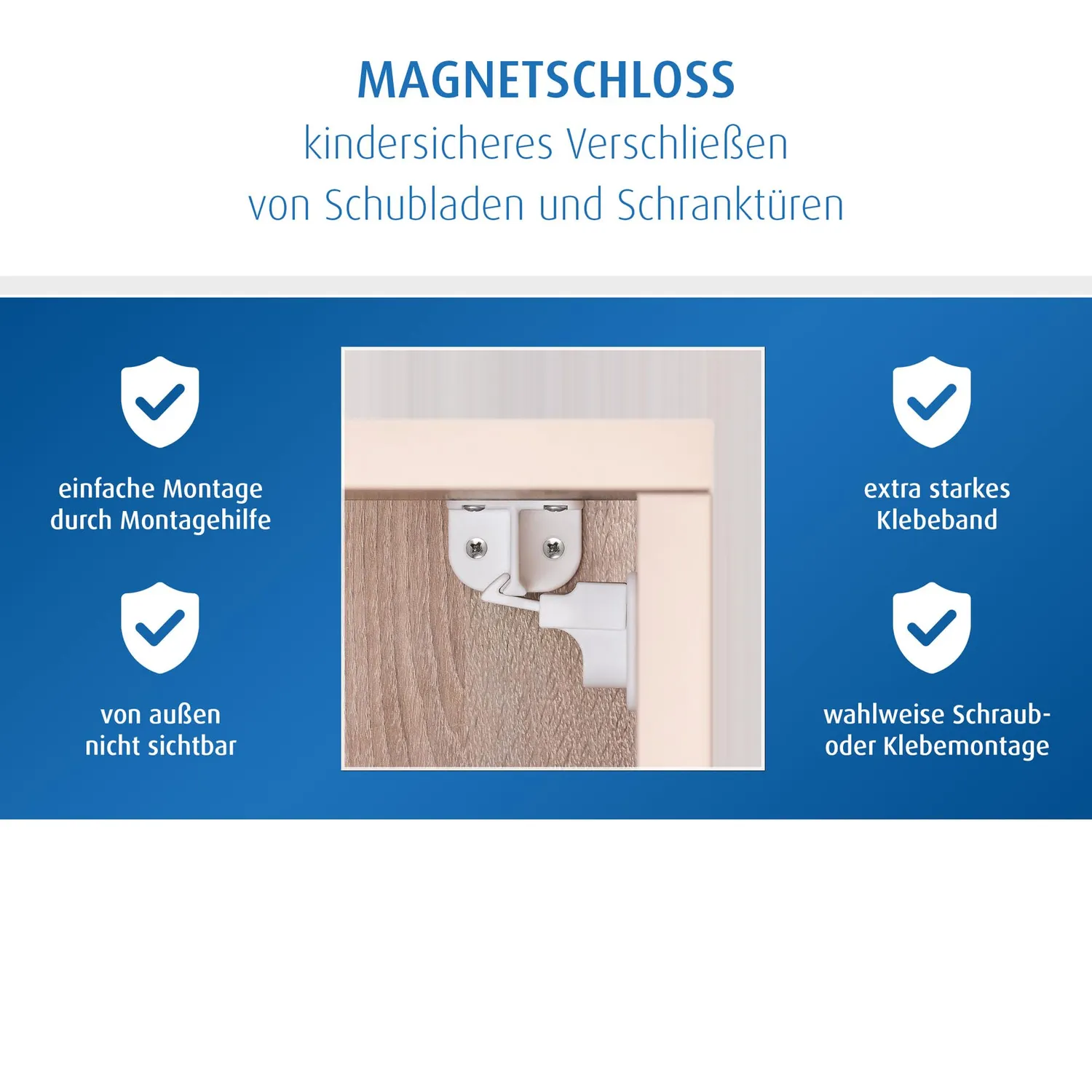 reer Magnetschloss Schranksicherung 4 Stück weiß unsichtbar