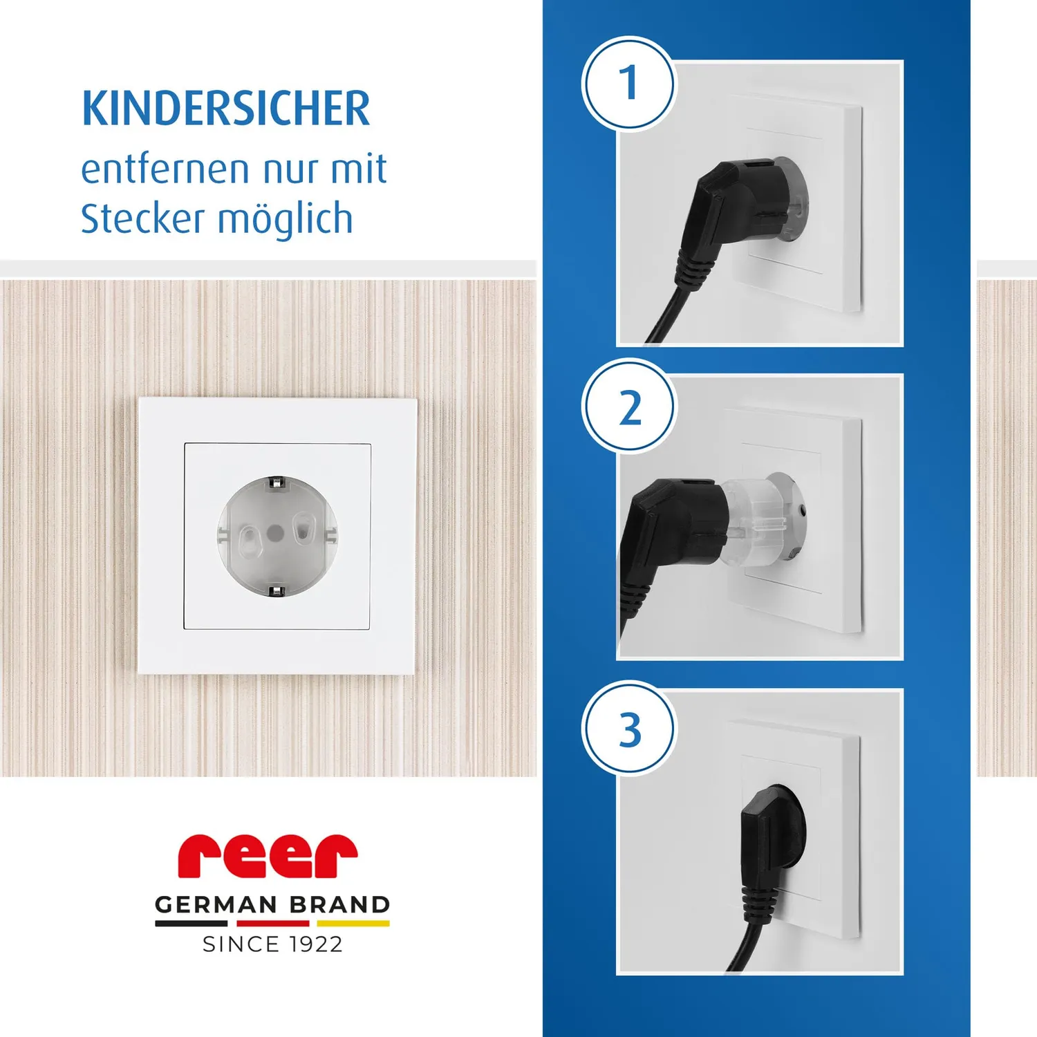 Reer Steckdosenkappe transparent 5 Stück Kindersicherung