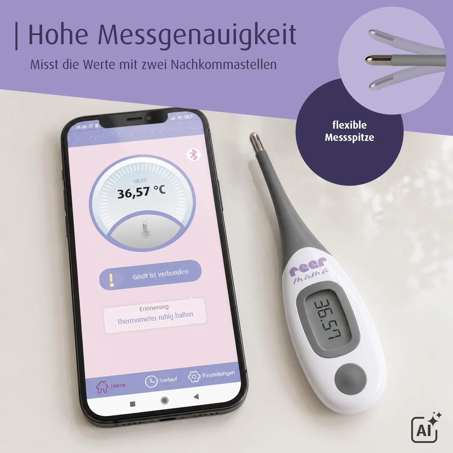 reer Basalthermometer Zyklustracker mit App Bluetooth