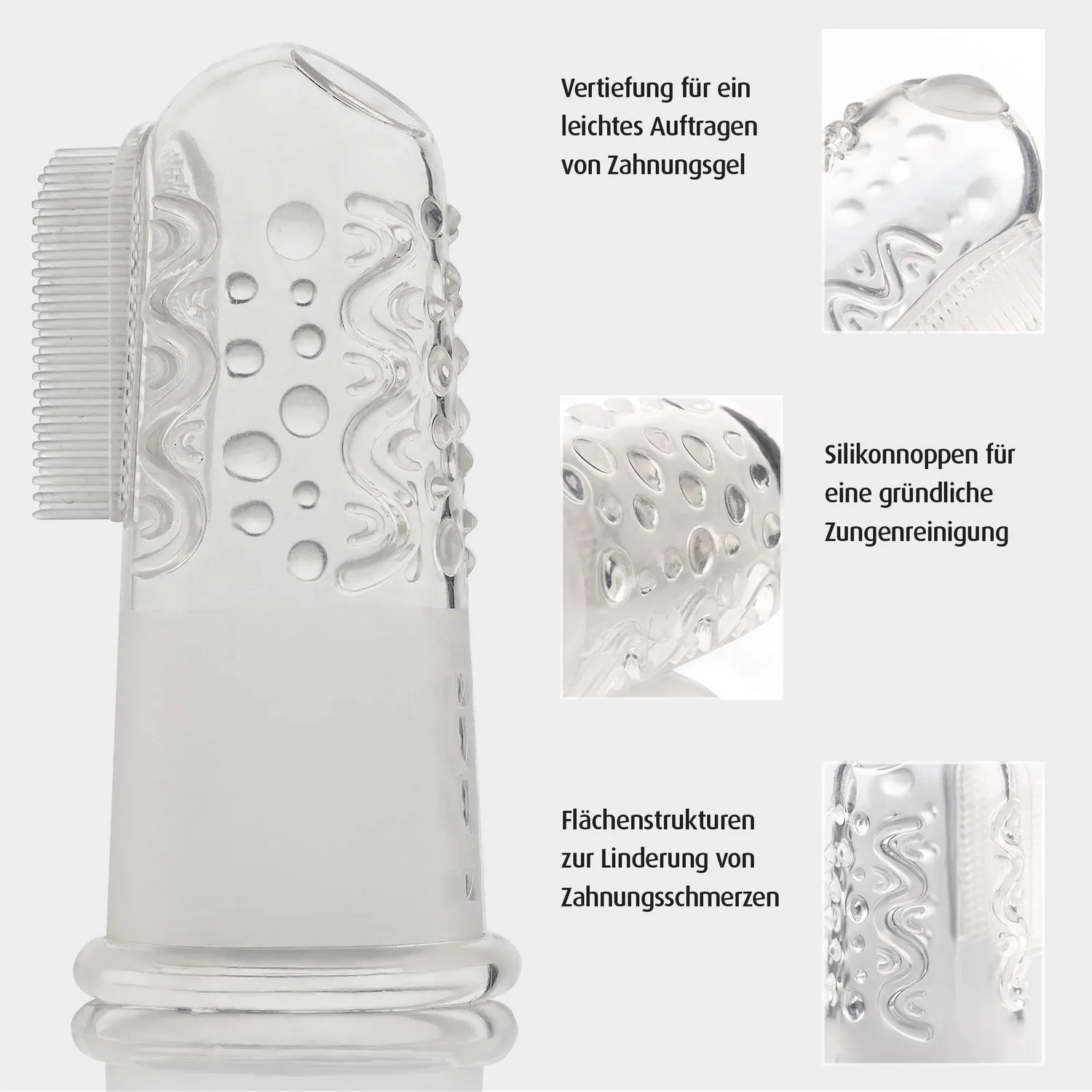Reer 79249 Finger-Zahnbürste Silikon transparent 2 Stück