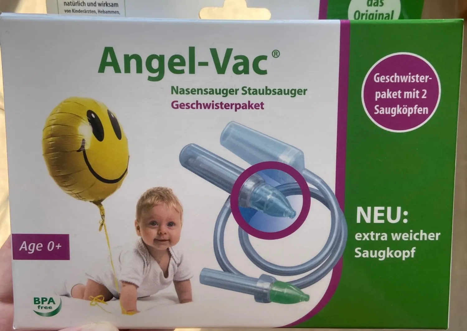 Angel-Vac Nasensauger Geschwisterpaket Staubsauger 2 Köpfe sanft