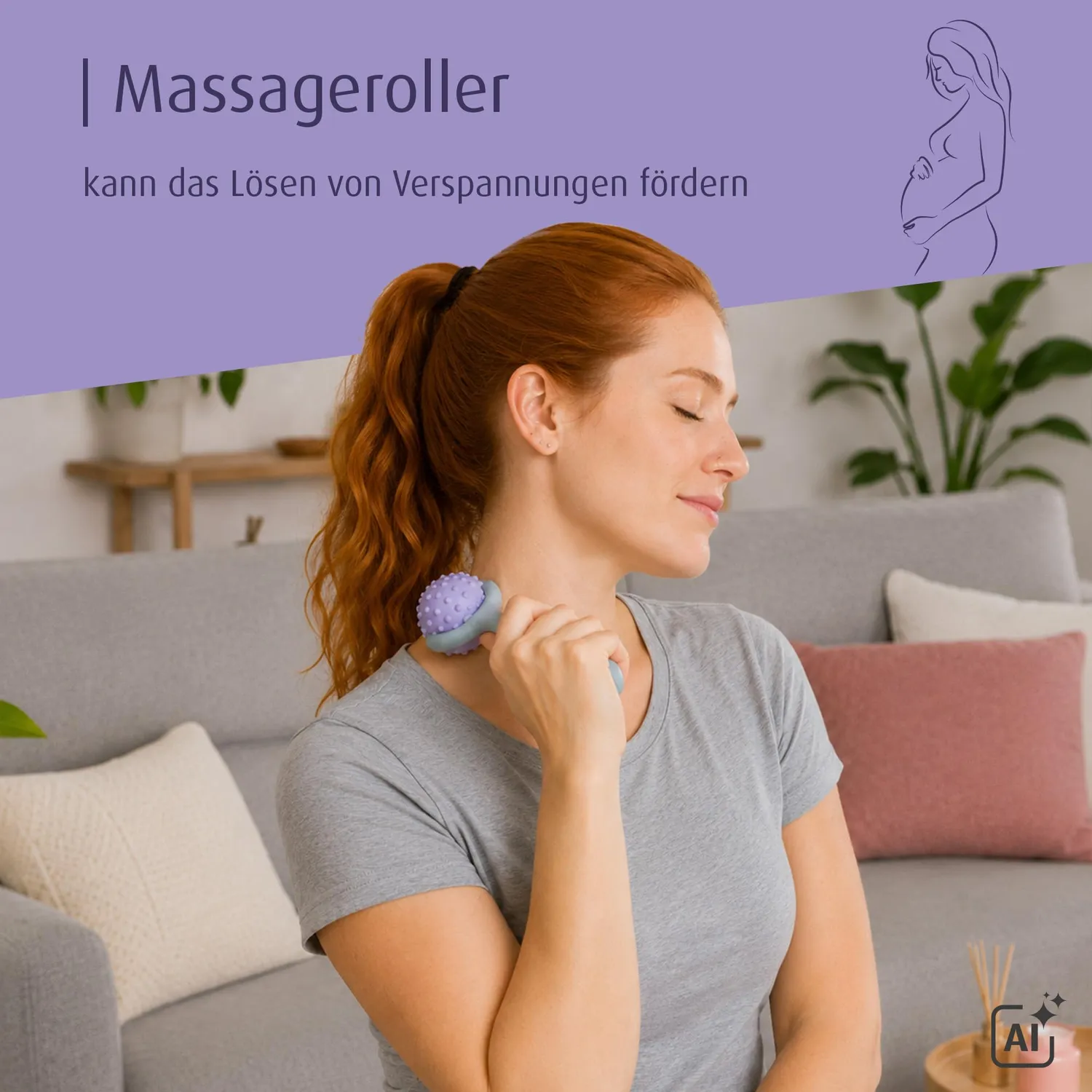 Reer Mama Massageroller Schwangerschaft Massagegerät Grau Lila Entspannung