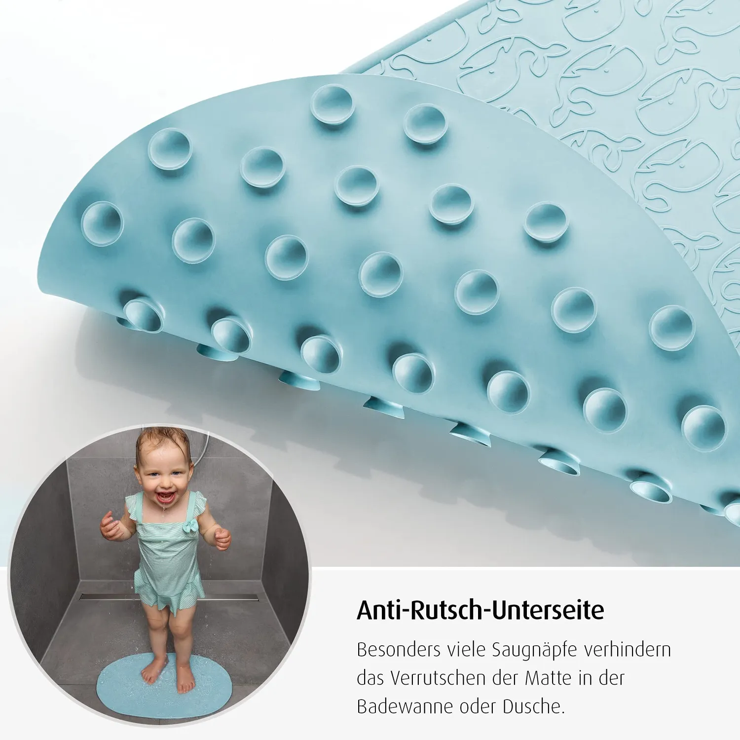 reer MyHappyBath Badewannenmatte 42x25 cm blau Wal