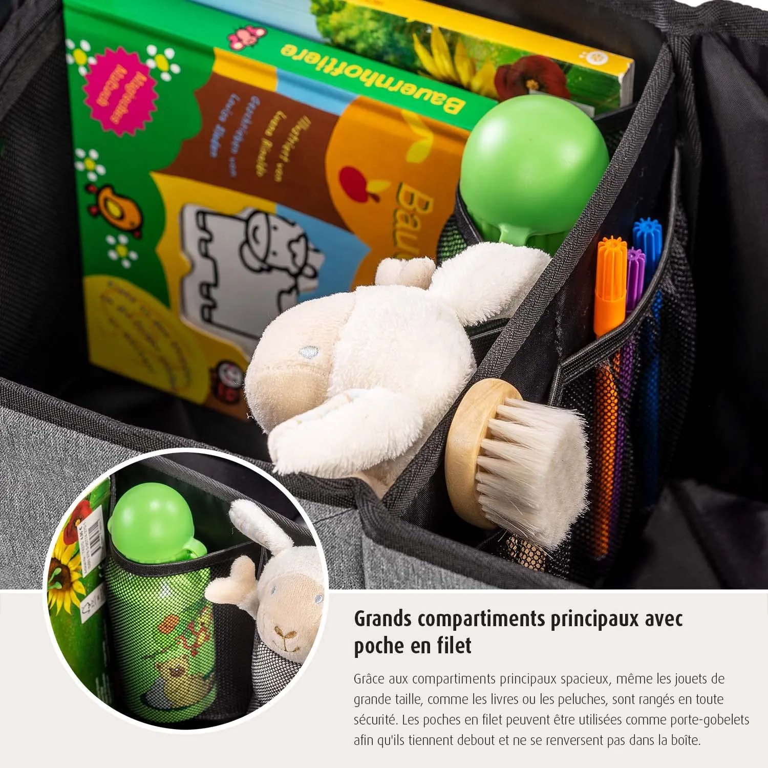 reer TravelKid Box Rücksitz-Autobox grau 46 cm