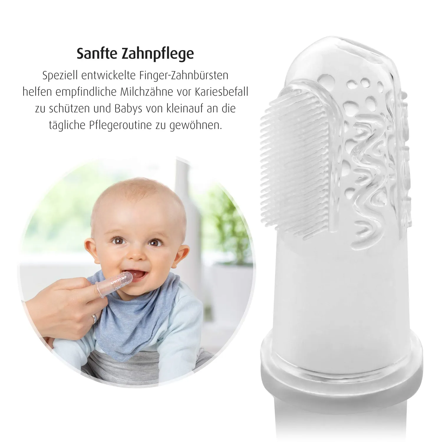 Reer 79249 Finger-Zahnbürste Silikon transparent 2 Stück