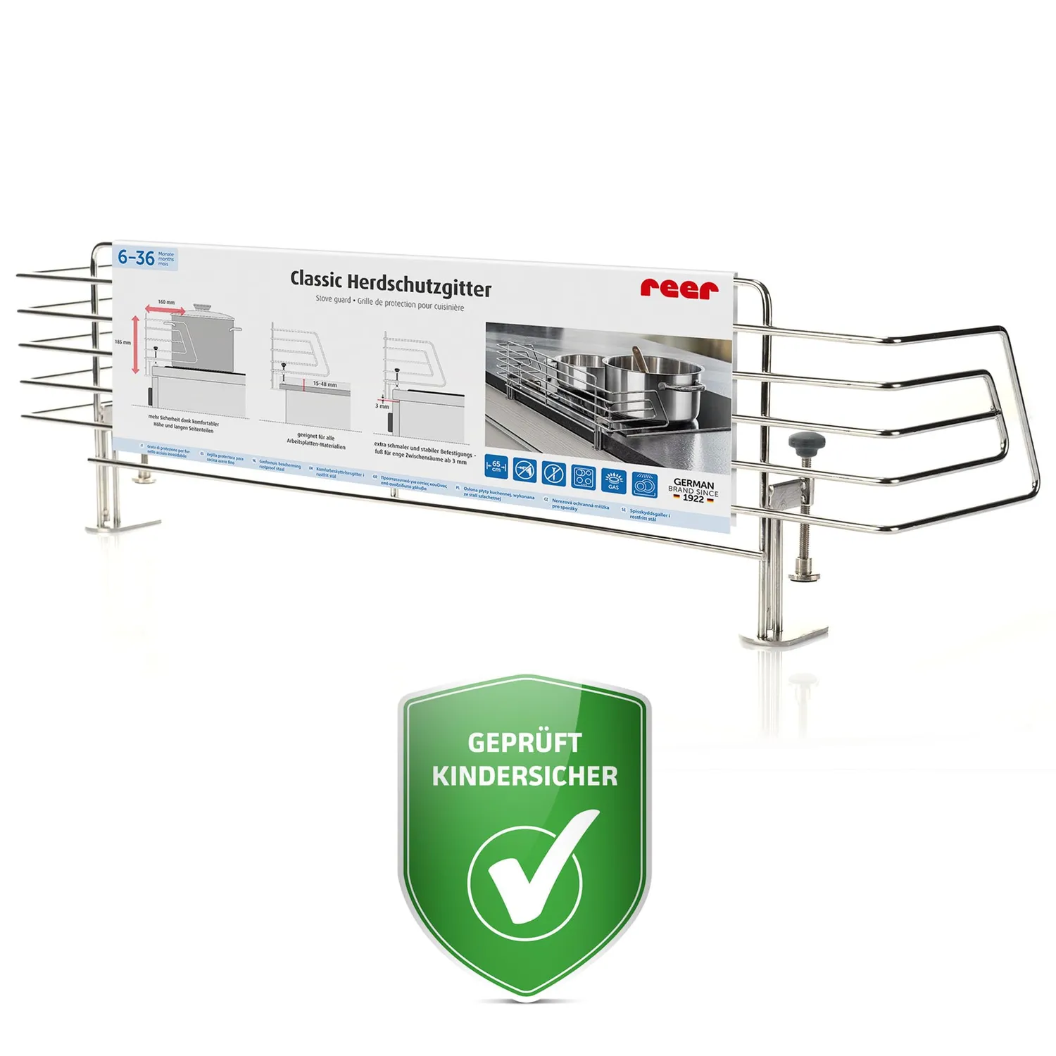 Reer Classic Herdschutzgitter Edelstahl 65 cm spülmaschinenfest