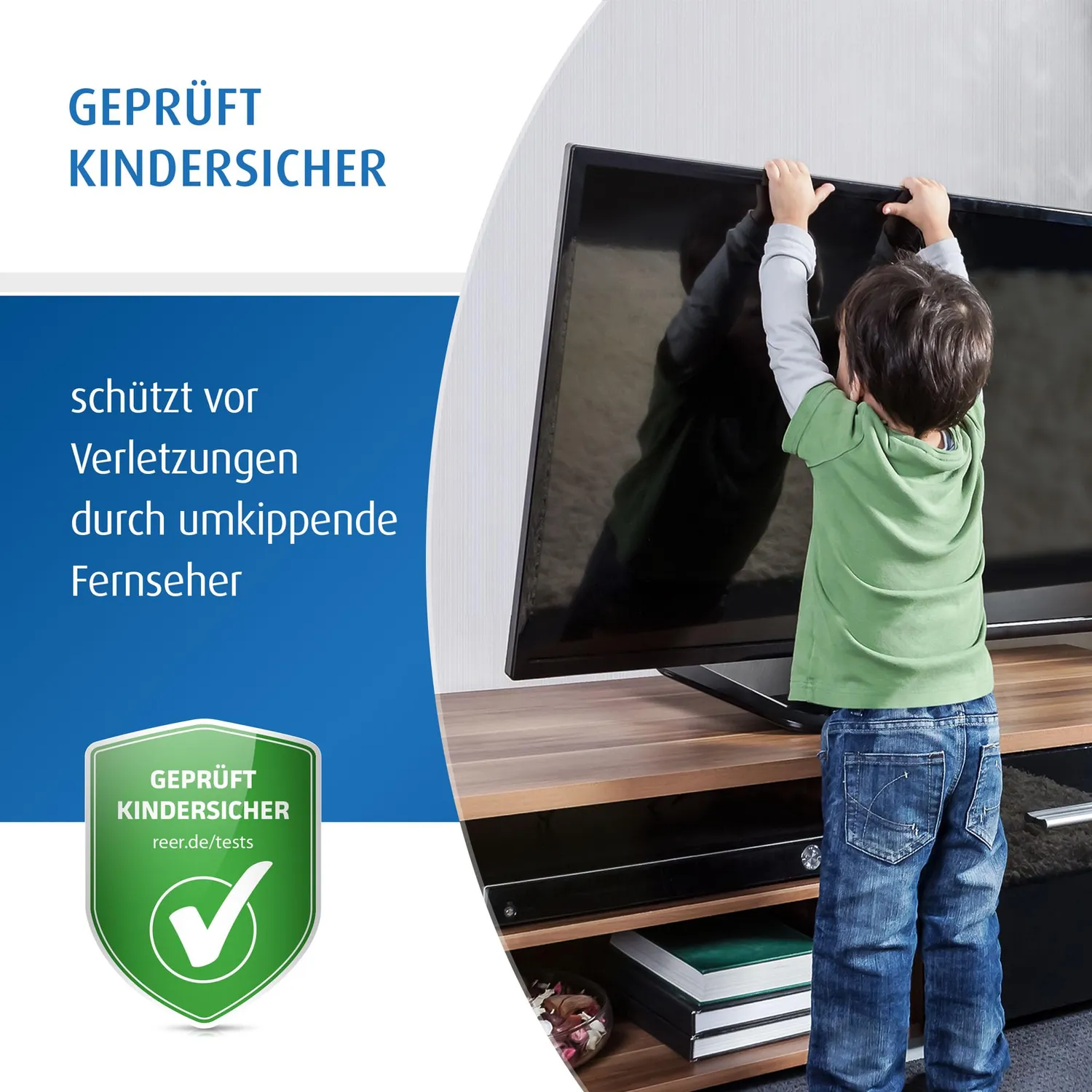 reer TV-Kippsicherung Kippschutz weiß 5-18 cm