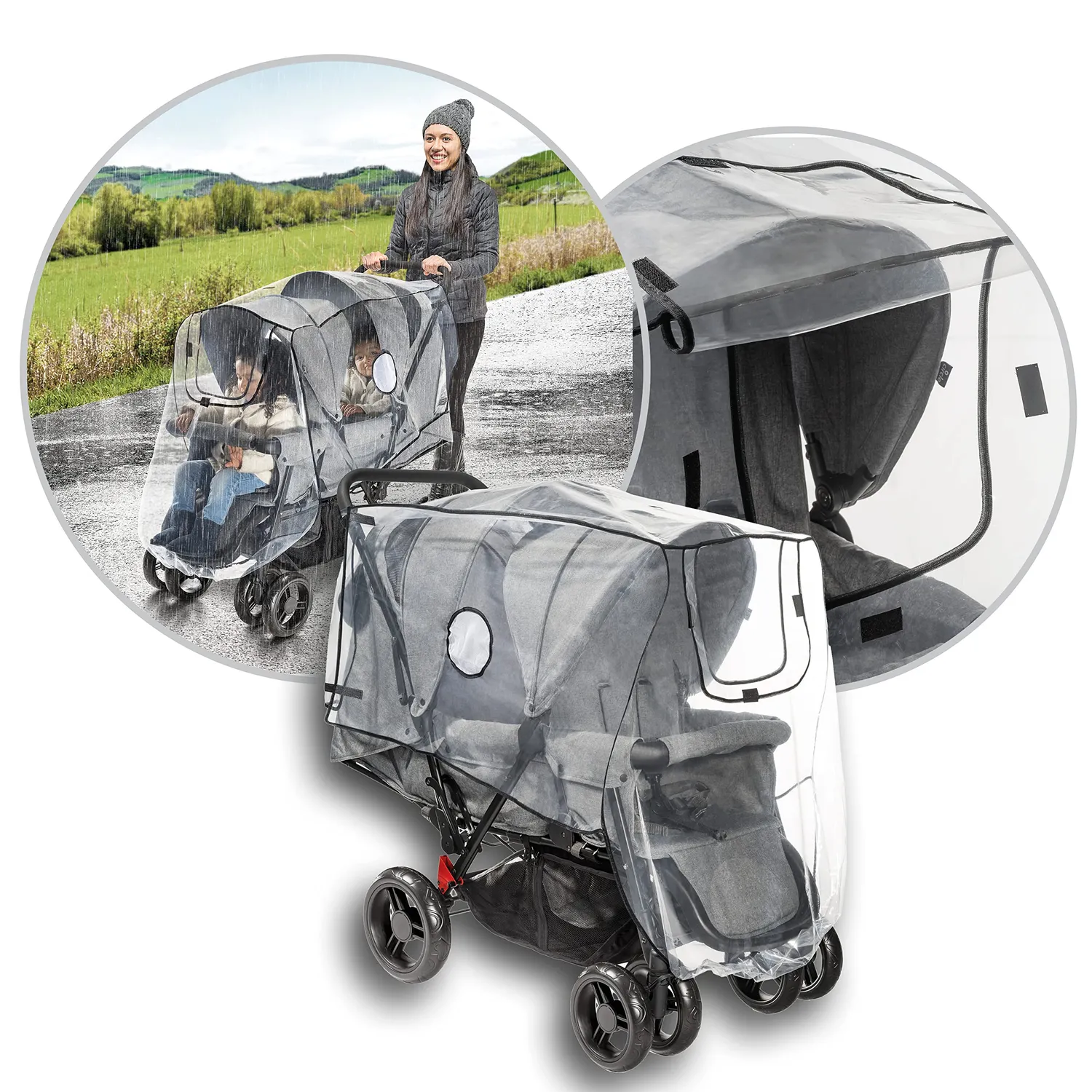 reer RainCover Duo Regenschutz Zwillingswagen PVC-frei