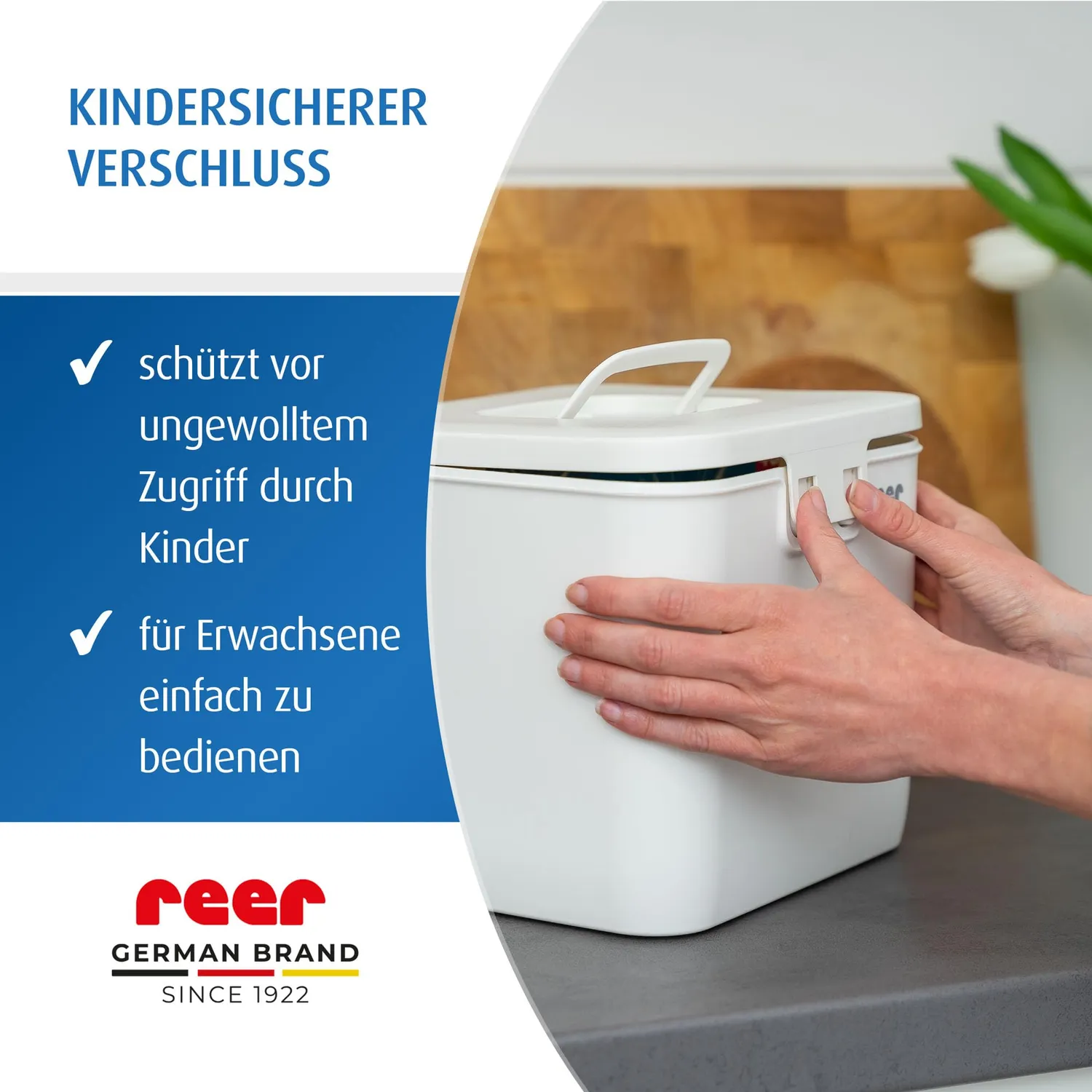 Reer SafeContainer Aufbewahrungsbox kindersicher weiß 23 cm