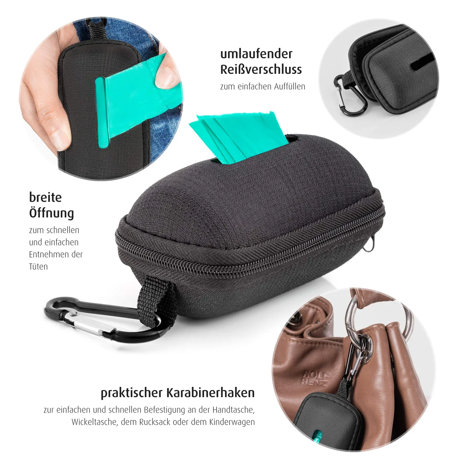 Reer 85011 Windelbeutel-Spender schwarz 60 Stück mit Duft
