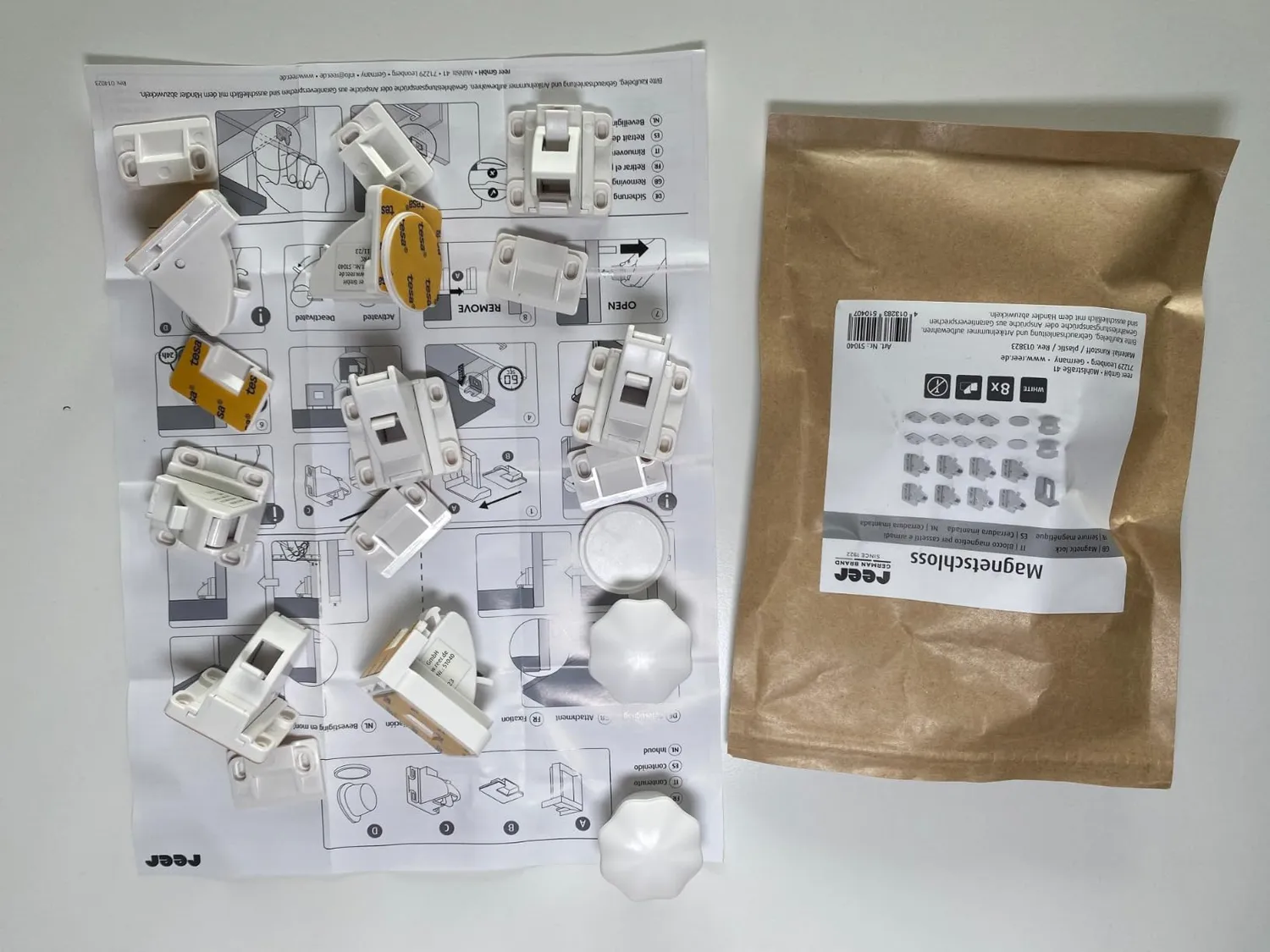 reer Magnetschloss Kindersicherung weiß 8 Stück Set