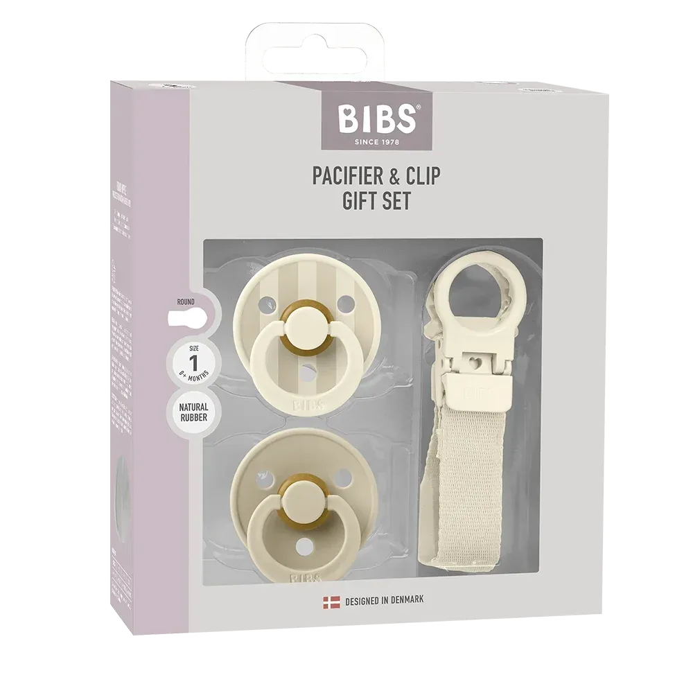 BIBS Colour Schnuller und Clip Geschenkset Ivory 2-teilig