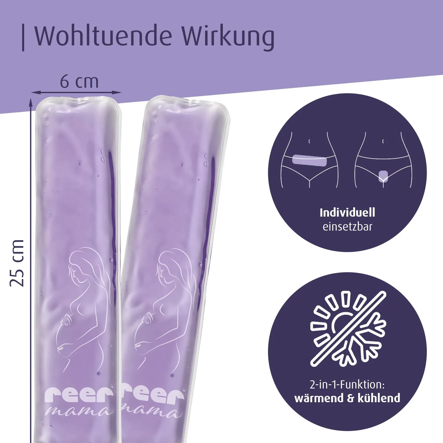 reer mama Wochenbett Kühlkompresse 2er Set 25 cm