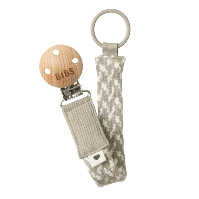 BIBS Schnullerclip Schnullerkette Sand/Ivory Bio-Baumwolle