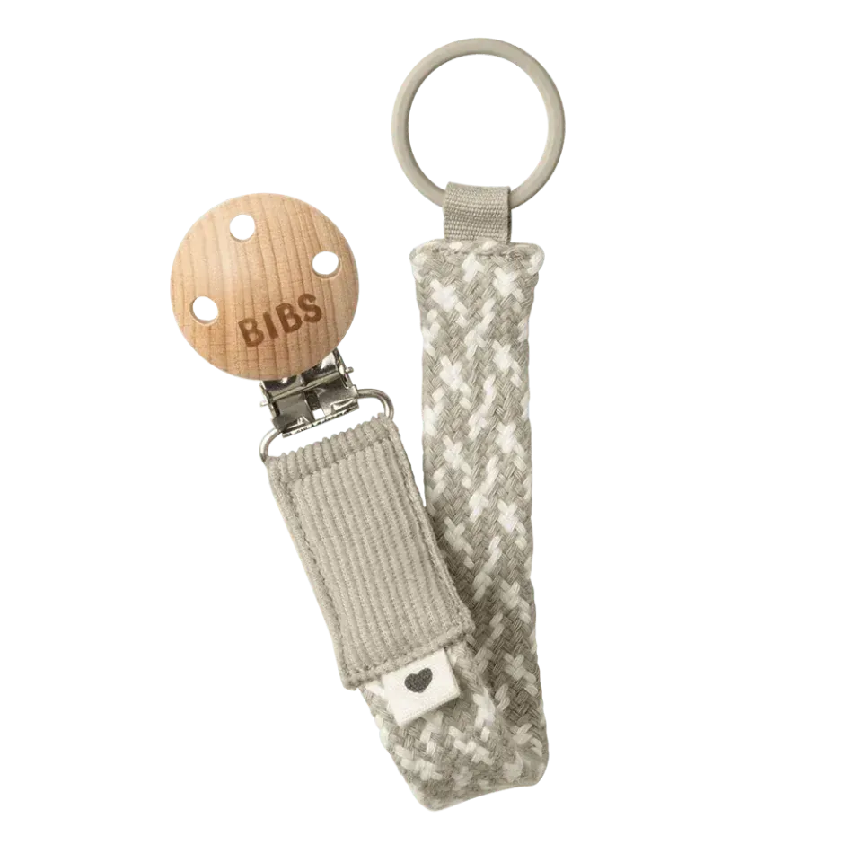 BIBS Schnullerclip Schnullerkette Sand/Ivory Bio-Baumwolle