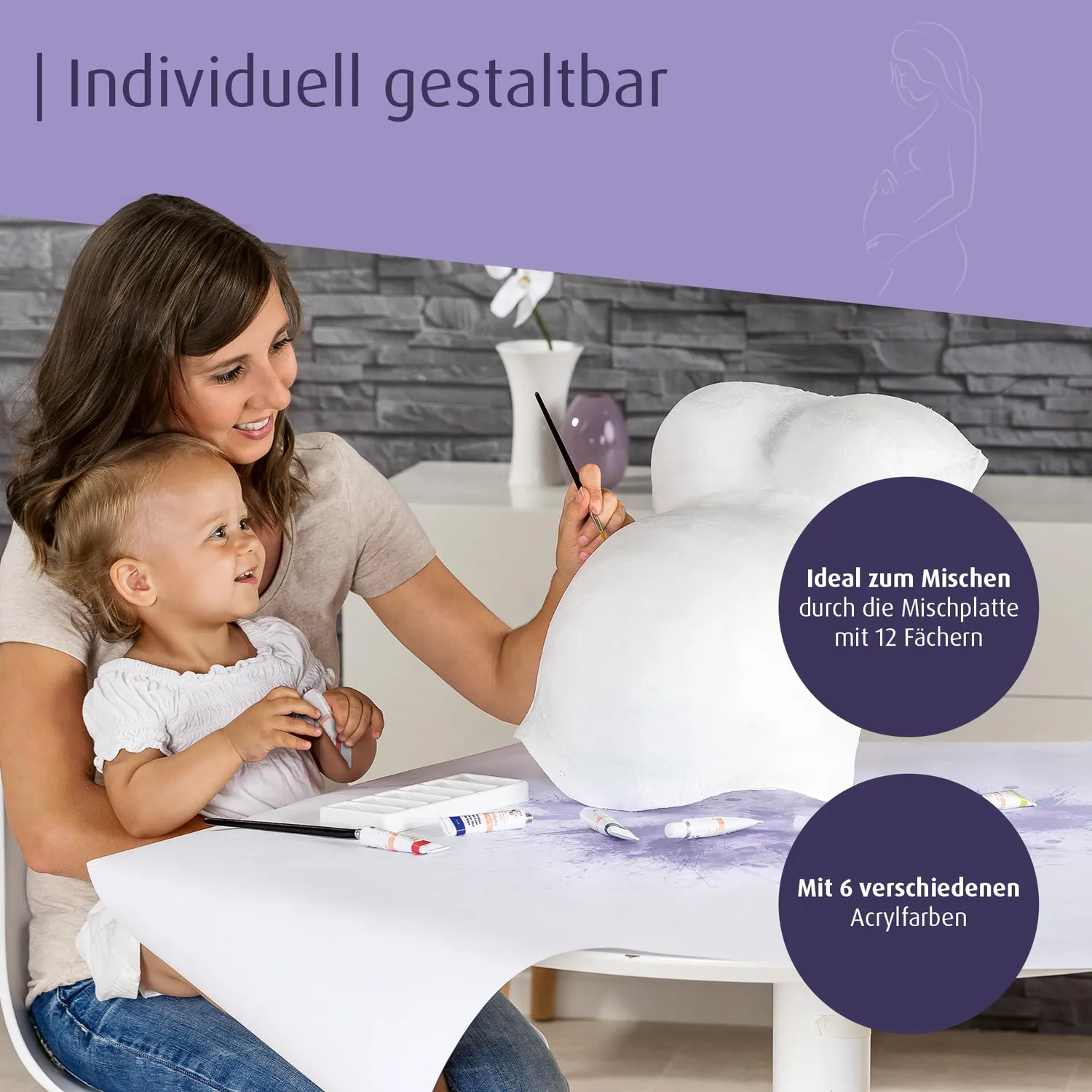 reer Gipsabdruck Babybauch Set 16tlg bunt