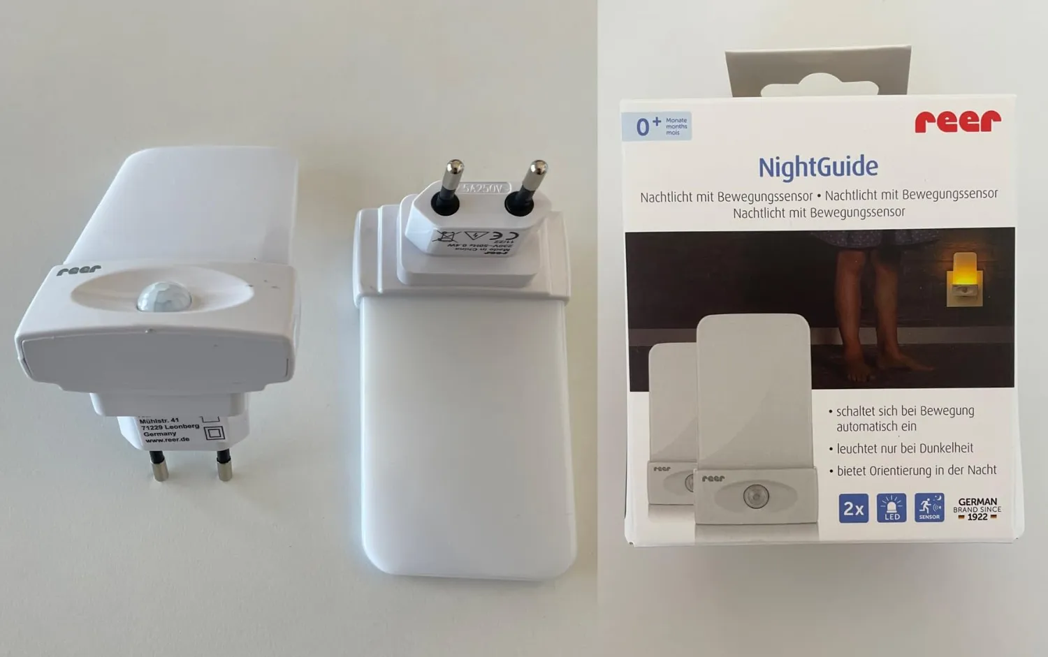reer NightGuide Nachtlicht Steckdose 2 Stück weiß