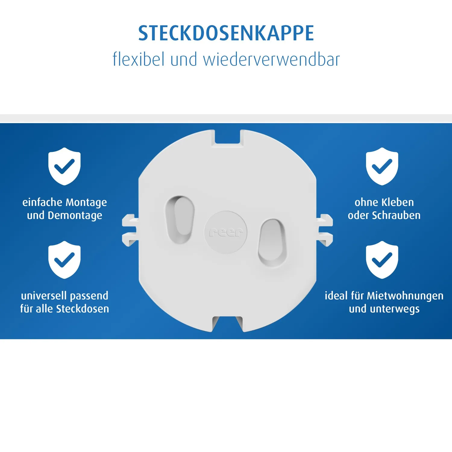 Reer Steckdosenkappe weiß 5 Stück Kindersicherung