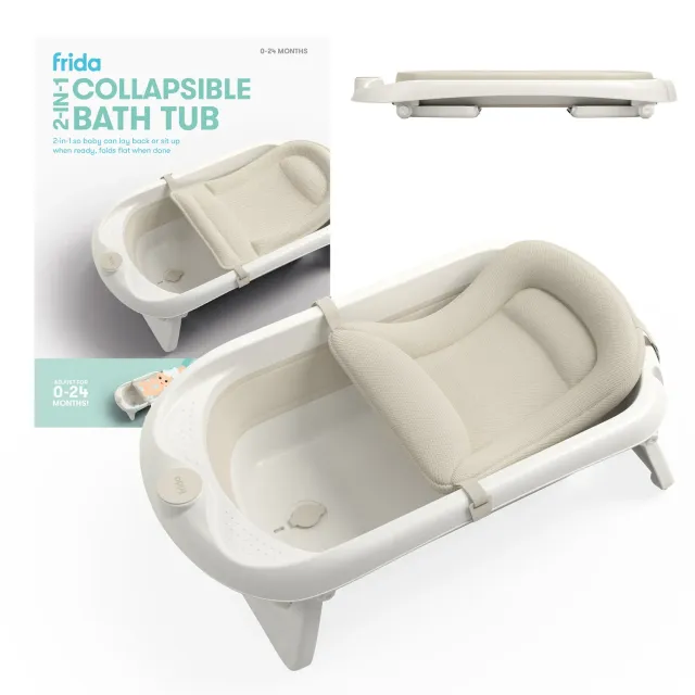 Frida Baby Faltbare Babybadewanne 2-in-1 Creme 0-24 Monate