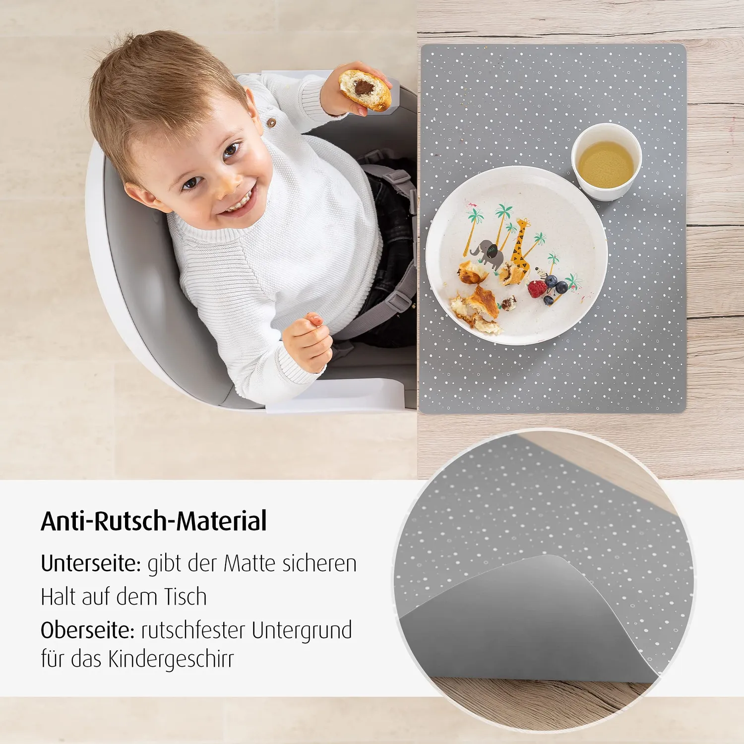 Reer Eat'n Tidy 25021 Tischset Silikon grau rutschfest