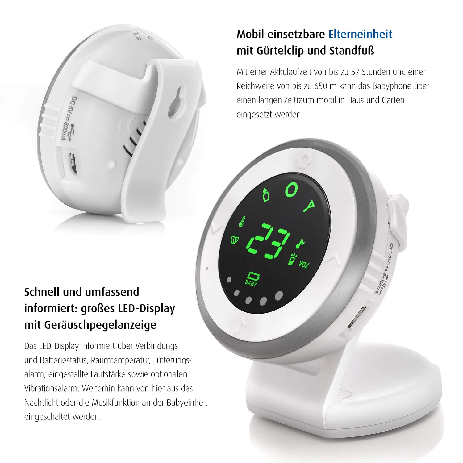 Reer 50080 Projektor Babyphone Weiß mit Sternenhimmel