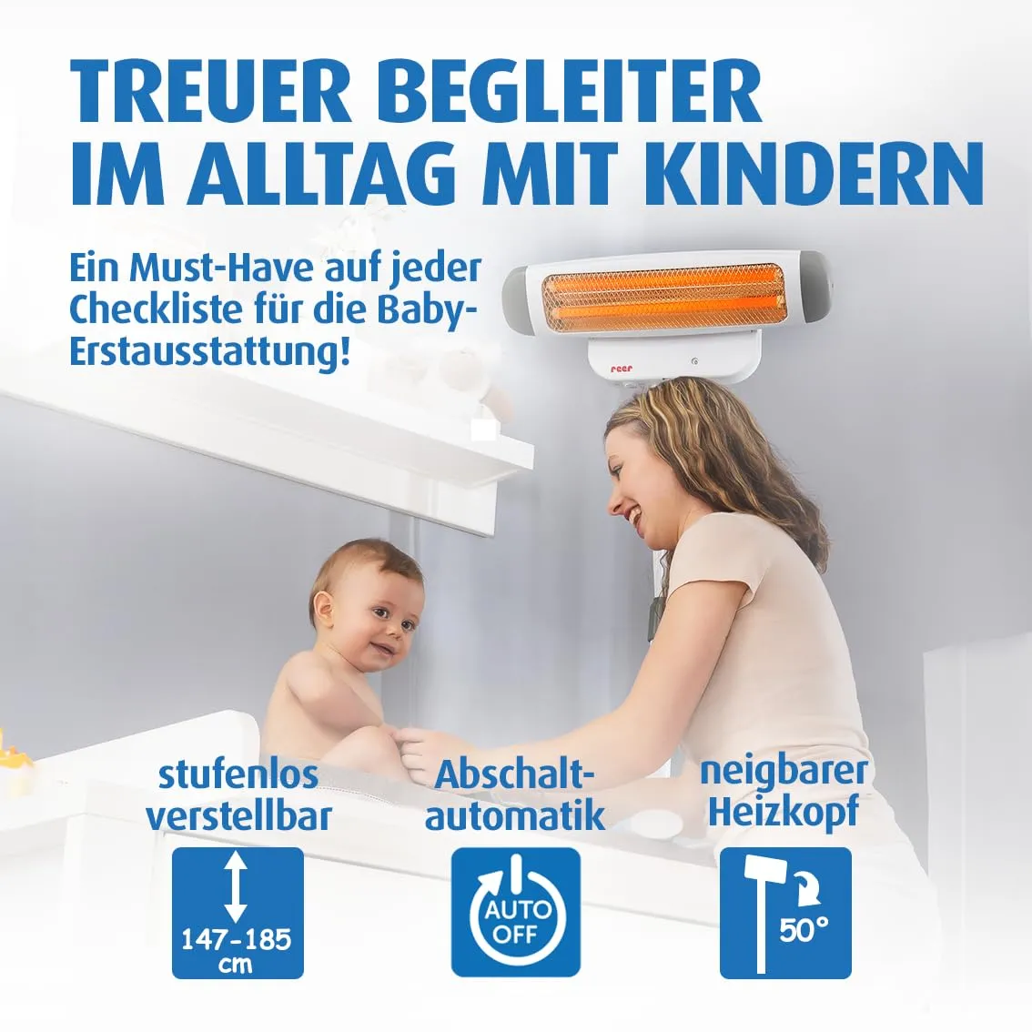 Reer FeelWell Wickeltischstrahler 2in1 weiß Stand/Wand