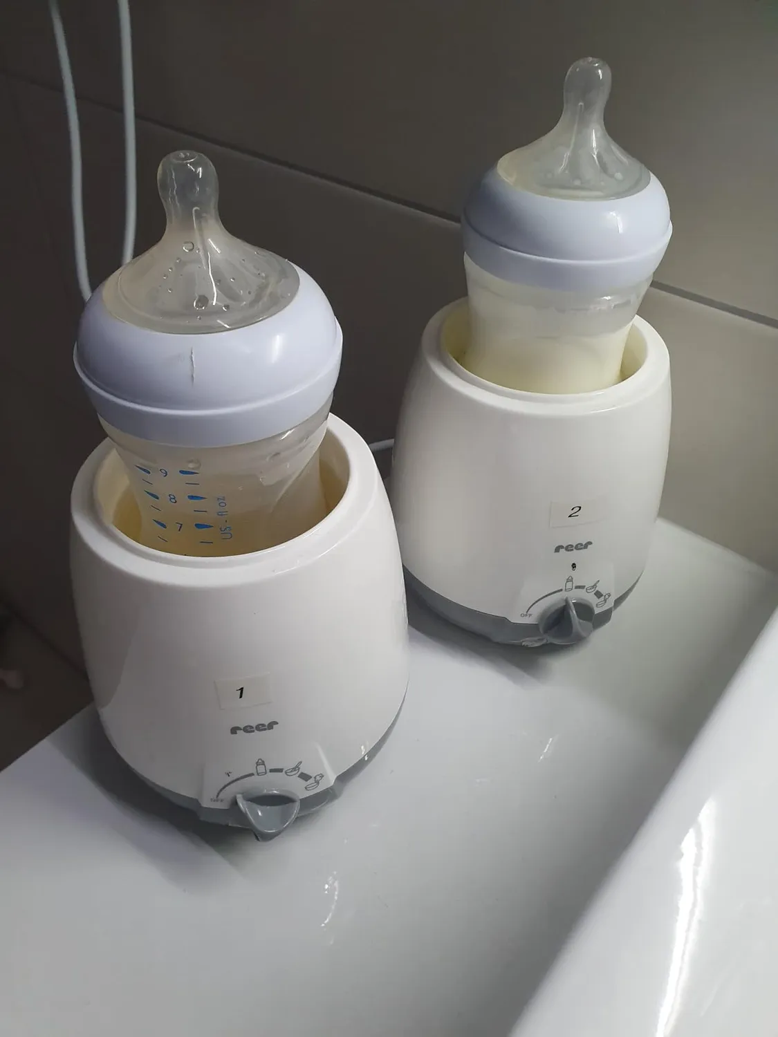 reer Simply Hot Flaschenwärmer Weiß Grau Wasserbad