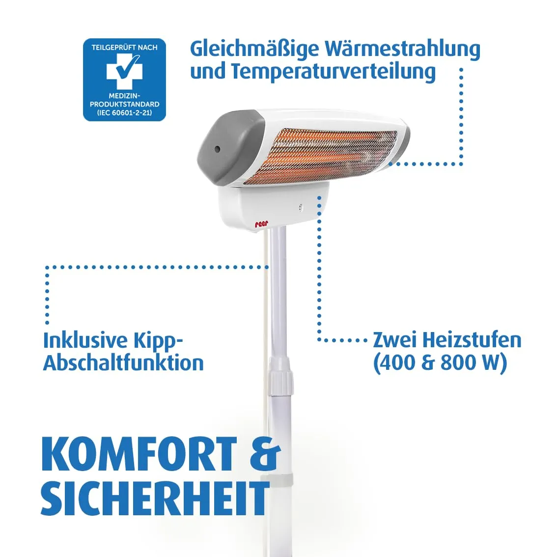 Reer FeelWell Wickeltischstrahler 2in1 weiß Stand/Wand