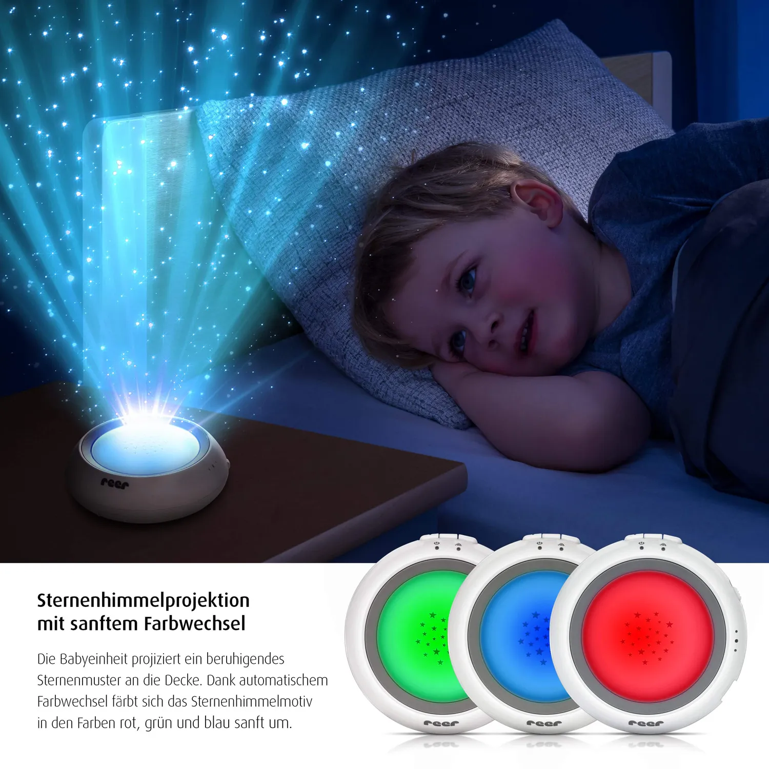 Reer 50080 Projektor Babyphone Weiß mit Sternenhimmel