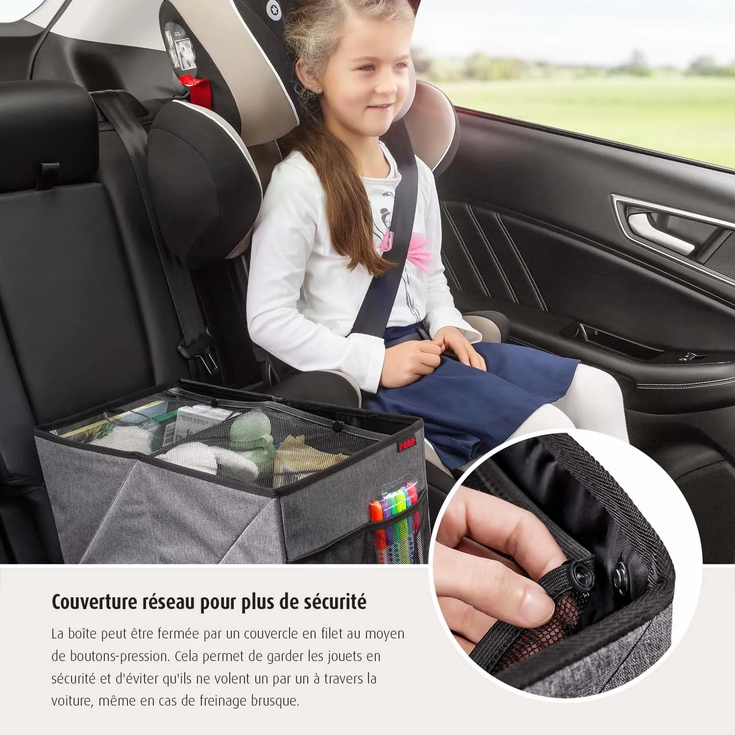 reer TravelKid Box Rücksitz-Autobox grau 46 cm
