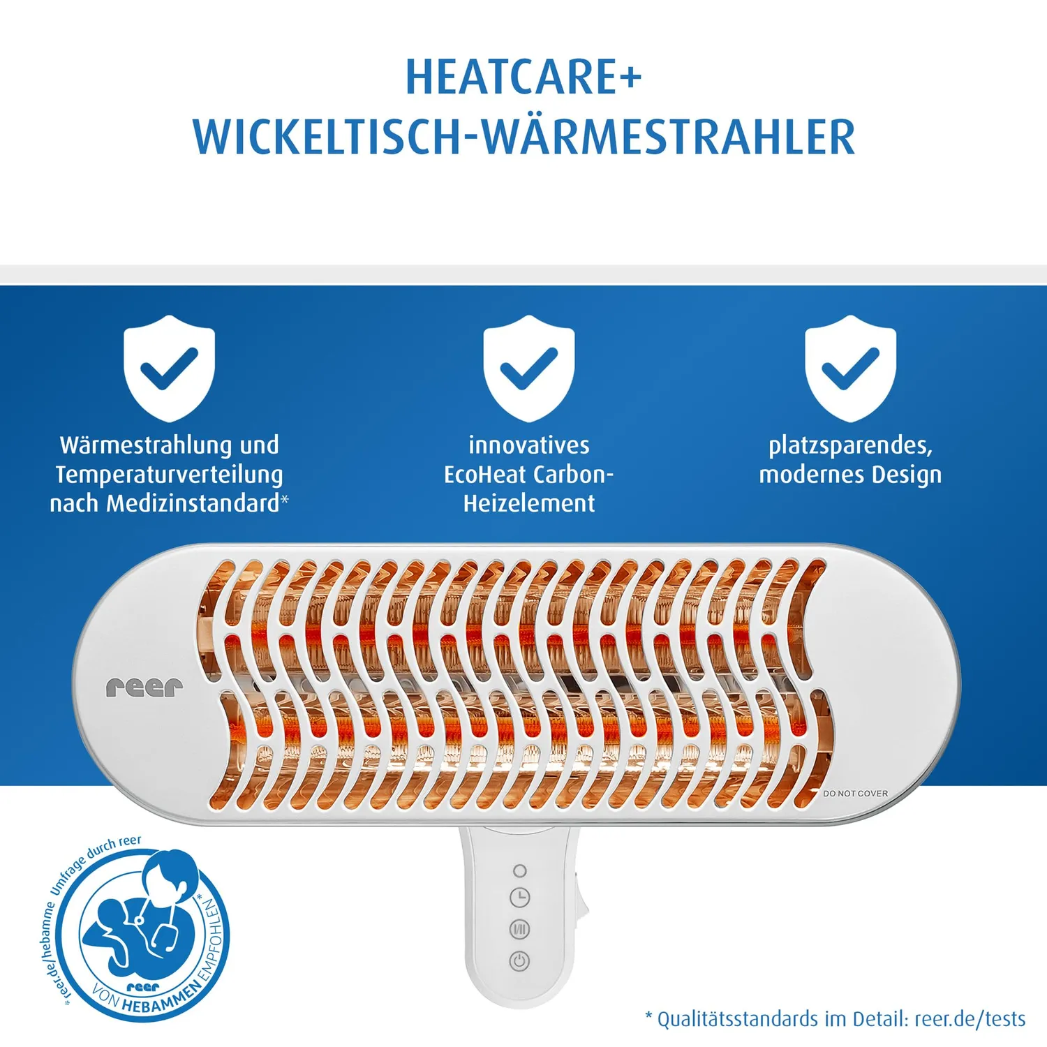 Reer HeatCare+ Wickeltisch Wärmestrahler mit Fernbedienung