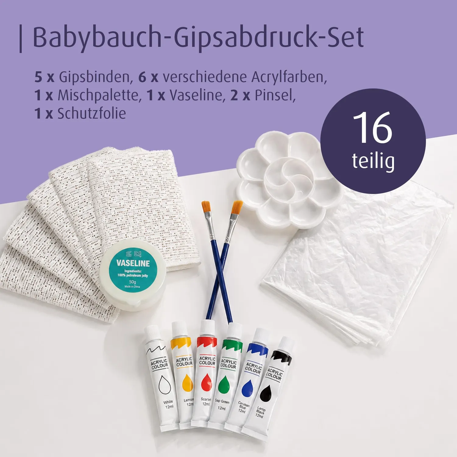 reer Gipsabdruck Babybauch Set 16tlg bunt