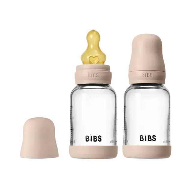 Bibs Baby Glas Babyflasche 120ml 2er Blush Latex langsamer Fluss