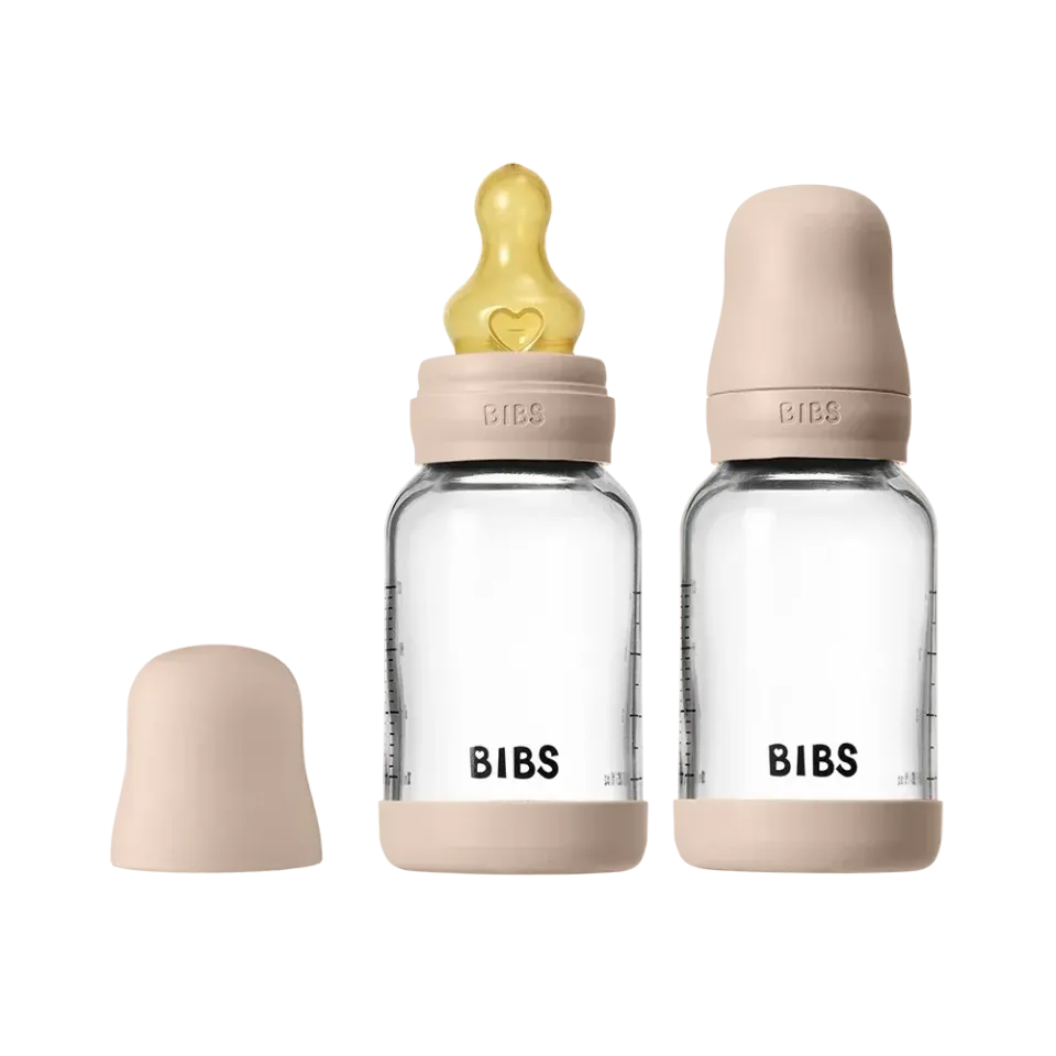 Bibs Baby Glas Babyflasche 120ml 2er Blush Latex langsamer Fluss