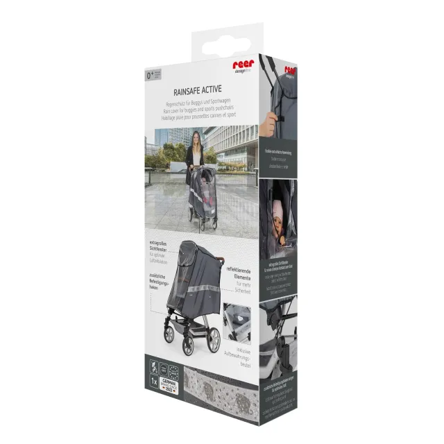 Reer DesignLine RainSafe Activ Regenschutz Buggy Reflektierend